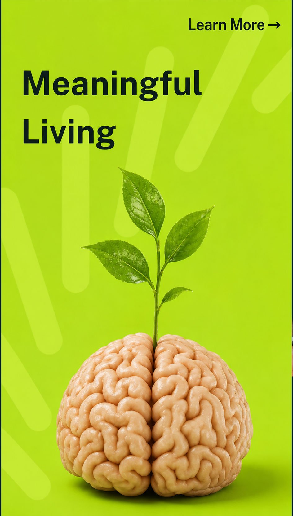 A young plant growing from a brain — Meaningful Living program